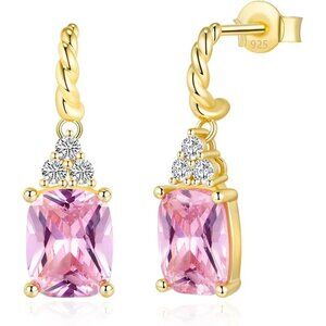 925 Sterling Silver Gold Dangle Stud Earrings NWT